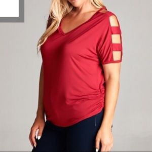 New Ladies Cutout Sleeve Top